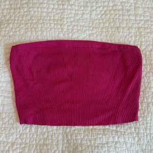 Pink ribbed tube top summer crop top